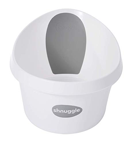 Shnuggle Bañera para niños, color blanco con respaldo gris pizarra