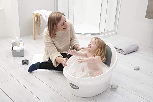 Shnuggle Bañera para niños, color blanco con respaldo gris pizarra