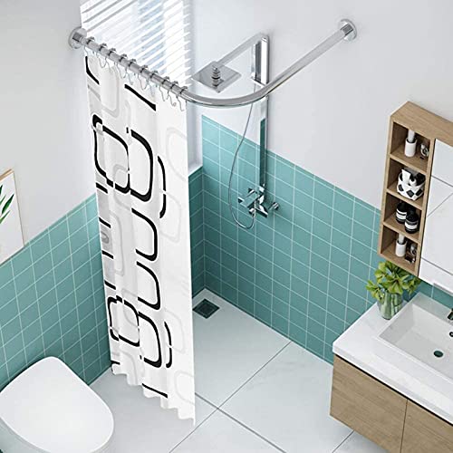 Shower curtain rod Barra de Cortina de Ducha, Acero Inoxidable Ajustable Curva Barra Telescópica de Cortina de Ducha Barra de Ángulo en Forma de L Sin Taladrar, Fácil Montaje