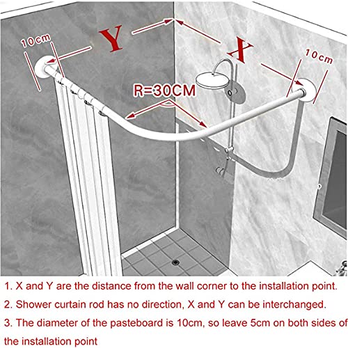 Shower curtain rod Barra de Cortina de Ducha, Acero Inoxidable Ajustable Curva Barra Telescópica de Cortina de Ducha Barra de Ángulo en Forma de L Sin Taladrar, Fácil Montaje