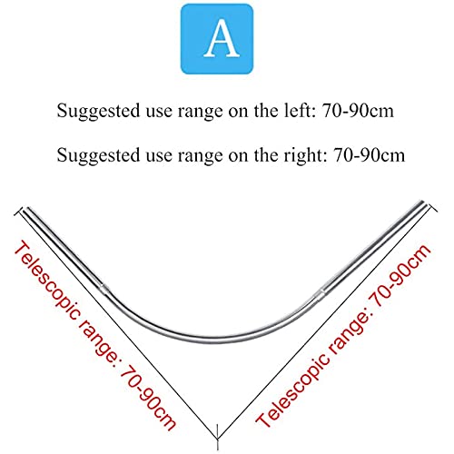 Shower curtain rod Barra de Cortina de Ducha, Acero Inoxidable Ajustable Curva Barra Telescópica de Cortina de Ducha Barra de Ángulo en Forma de L Sin Taladrar, Fácil Montaje