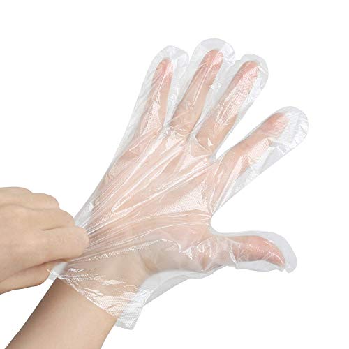 si 2000 PCS Guantes Desechables de Plástico Transparente de Polietileno, Guantes de PE Transparentes para Cocinar Limpieza Pintura Coloración del Cabello