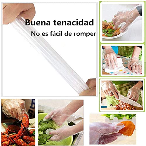 si 500 Piezas Guantes plástico Desechables de Transparent,protección contra Virus,Guantes para cocinar en Barbacoa, para el Hogar, baño, Guantes Sanitarios para la Limpieza de la Cocina (500 PCS)