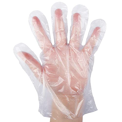 si 500 Piezas Guantes plástico Desechables de Transparent,protección contra Virus,Guantes para cocinar en Barbacoa, para el Hogar, baño, Guantes Sanitarios para la Limpieza de la Cocina (500 PCS)