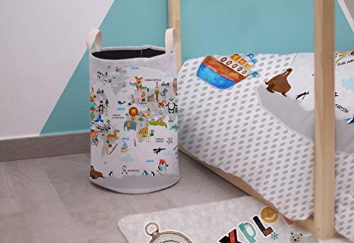 Sibiles - Funda Nórdica Infantil Estampado Digital Mundi Animales Cama 90 y Cama 105 Algodón 100%