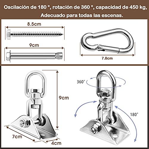 Siebwin Ganchos de Techo, Acero Inoxidabl Soporte de Techo Pesado Anclaje Pared, Ganchos de Hamaca y Techo, Gancho para Hamaca, Saco de Boxeo, Yoga, Columpio, Capacidad de Carga de hasta 450 KG