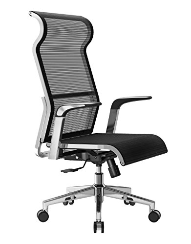 SIHOO Silla de Oficina ergonómica, Silla de Escritorio para Ordenador, reposacabezas Grande, Respaldo Alto, Estructura metálica, Silla de Trabajo giratoria Ajustable (Negro)