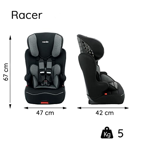 Silla de coche para Bebe elevador avec harnais RACER grupo 1/2/3 (9-36kg) con proteccion lateral -Nania Access gris