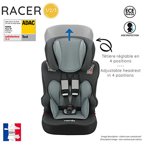 Silla de coche para Bebe elevador avec harnais RACER grupo 1/2/3 (9-36kg) con proteccion lateral -Nania Access gris