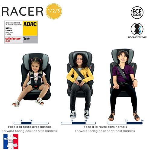 Silla de coche para Bebe elevador avec harnais RACER grupo 1/2/3 (9-36kg) con proteccion lateral -Nania Access gris