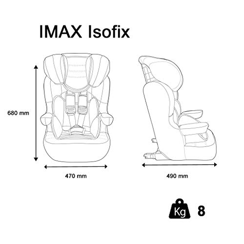 Silla de coche para Bebe isofix IMAX grupo 1/2/3 (9-36kg) con proteccion lateral y el reposacabezas ajustable - made in France - Minnie