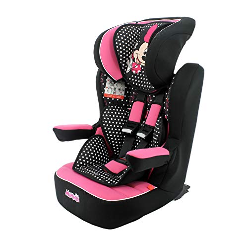 Silla de coche para Bebe isofix IMAX grupo 1/2/3 (9-36kg) con proteccion lateral y el reposacabezas ajustable - made in France - Minnie