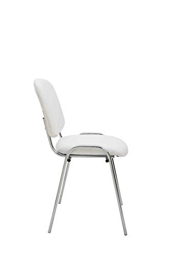 Silla De Conferencia Ken Chrom En Simil Cuero I Silla Confidente Apilable I Silla De Oficina Sin Ruedas con Base de Metal I Color:, Color:Blanco