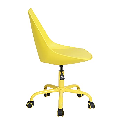 Silla de oficina ergonómica y moderna, giratoria, para casa, oficina, taburete de trabajo con respaldo medio y ruedas de poliuretano del mismo color, taburete de oficina sin brazos, color amarillo