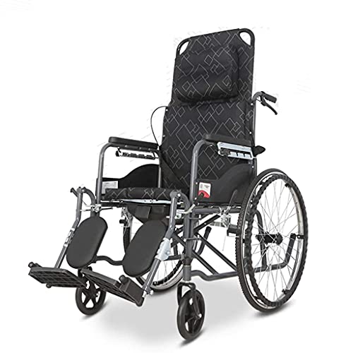 Silla de Ruedas, Asiento Ancho, Plegable, Ligero, autopropulsado, reclinable, portátil con reposapiernas, Asistente de Frenos, Silla