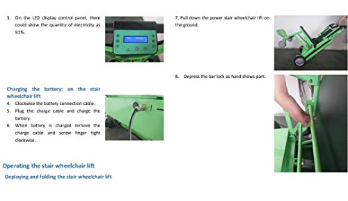 Silla de ruedas eléctrica plegable de primera calidad, silla de escalera de evacuación, elevador de silla de ruedas de escalera manual de transporte de emergencia - Capacidad de carga: 440 lb. Verde