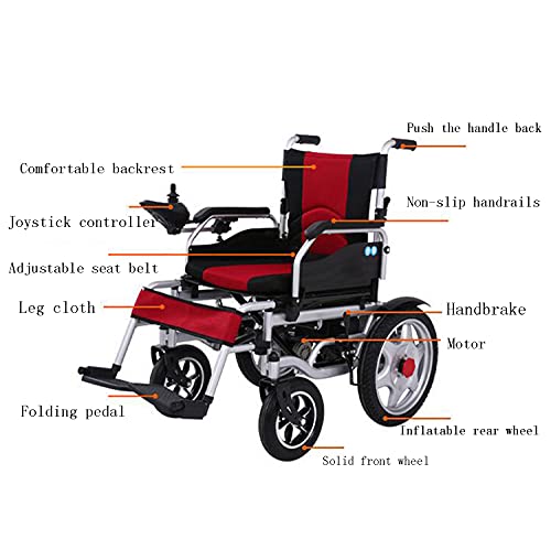 Silla de Ruedas Plegable Premium - Respaldo Cómodo - Diseño Antidumping - Resistencia de 25 Kilómetros Silla de Ruedas Eléctrica - Sistema de Frenos EABS Silla de Ruedas para Minusválidos