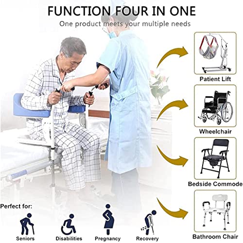 Silla De Traslado Para Elevador De Pacientes, Asiento Blando, Bandeja De Cama, Rueda Universal Silenciosa, Ajuste 9 Niveles, Apertura Y Cierre De 180 °, Para El Cuidado De Ancianos Paralizados