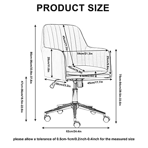 Silla Escritorio Gris Ergnonmica por Juvenil Infantil Silla Oficina con Ruedas Brazos Silla Giratoria Escritorio Oficina Silla Ordenador Comoda Altura Ajustable Terciopelo