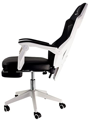 Silla Gamer WolfGame Ergo con Altura y reclinación Ajustables con reposapiés. Gaming Ergonomic Chair (White)