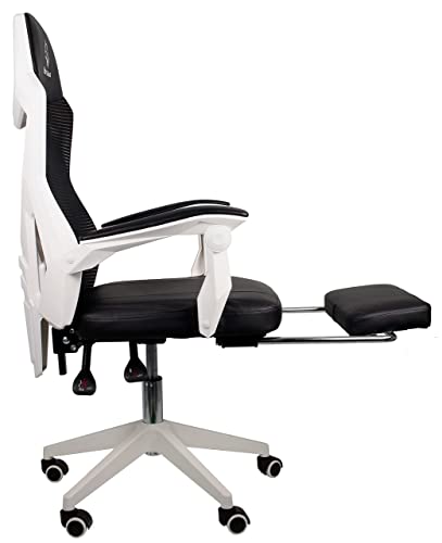 Silla Gamer WolfGame Ergo con Altura y reclinación Ajustables con reposapiés. Gaming Ergonomic Chair (White)