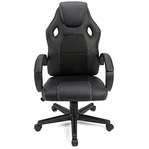 Silla Gaming Ergonomica, Silla Escritorio Estudio Juvenil, Silla de Oficina giratoria, Silla de Trabajo con Soporte Lumbar, de Piel sintética con sillón oficina Ajustable