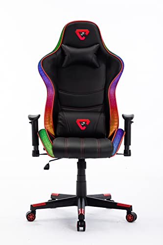 Silla Gaming RGB. Silla Escritorio con Luces LED. Silla butaca Gaming RGB. Sillon Gamer, computadora con Luces LED (WT-34 ROJA Edge)