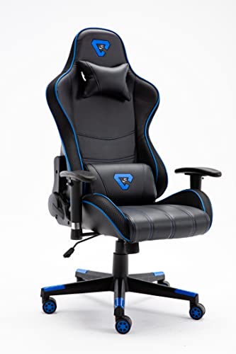 Silla Gaming RGB. Silla Escritorio con Luces LED. Silla butaca Gaming RGB. Sillon Gamer, computadora con Luces LED (WT-35 Azul Edge)