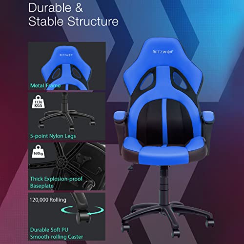 Silla Gaming, Silla Gamer, Silla de Ordenador Ergonómica, Altura Ajustable Azul_1