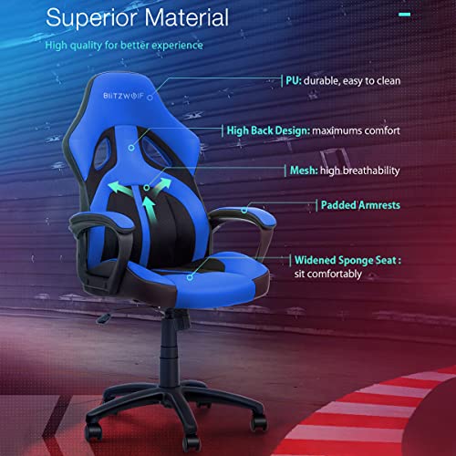 Silla Gaming, Silla Gamer, Silla de Ordenador Ergonómica, Altura Ajustable Azul_1