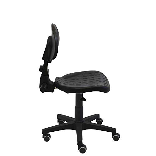 Silla giratoria de Trabajo Work de Poliuretano inyectado Negro - higienica, Ideal para Laboratorios, talleres, peluquería, Bar, supermercados con Ruedas de Goma