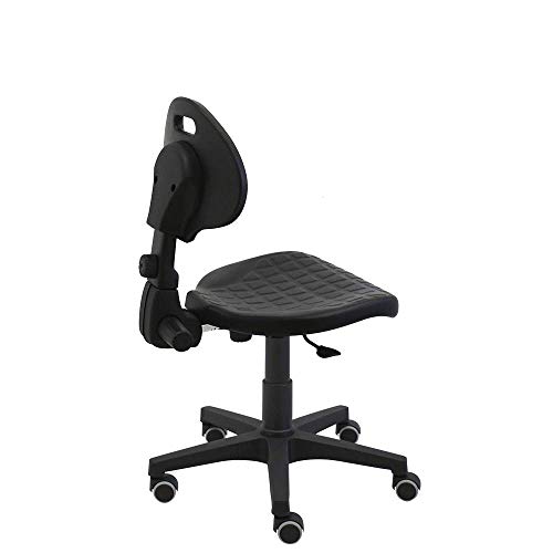 Silla giratoria de Trabajo Work de Poliuretano inyectado Negro - higienica, Ideal para Laboratorios, talleres, peluquería, Bar, supermercados con Ruedas de Goma