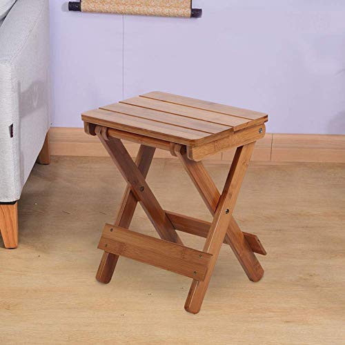 Silla Plegable de Madera, Taburete de bambú portátil Cuadrado para el hogar al Aire Libre Muebles Plegables Silla de Pesca Asiento