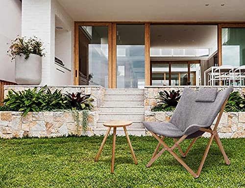 Silla Plegables Diseño de Mariposa Sillas de Jardin Sillón Reclinable Moderno Acolchado para Interior y Exterior Camping Terraza Gris Claro