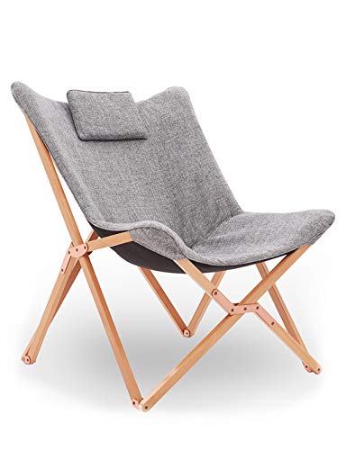 Silla Plegables Diseño de Mariposa Sillas de Jardin Sillón Reclinable Moderno Acolchado para Interior y Exterior Camping Terraza Gris Claro