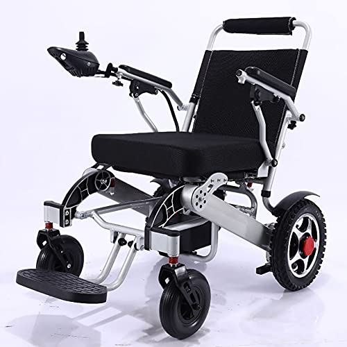 Silla Ruedas Eléctrica Plegable Ultraligera con Batería Polímero Iones Litio,Conducción Libre,Las Ligeras Tienen Dos Funciones de Control, Soporta 120 Kg Black,Aluminum alloy