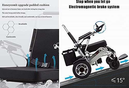 Silla Ruedas Eléctrica Plegable Ultraligera con Batería Polímero Iones Litio,Conducción Libre,Las Ligeras Tienen Dos Funciones de Control, Soporta 120 Kg Black,Aluminum alloy