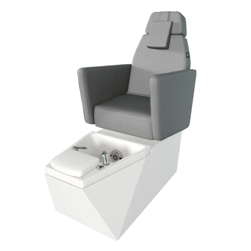 Sillón de Podología Spa Profesional FASCINO con bañera y función de cromoterapia. Asiento y respaldo regulables, apoyabrazos abatible. Gris