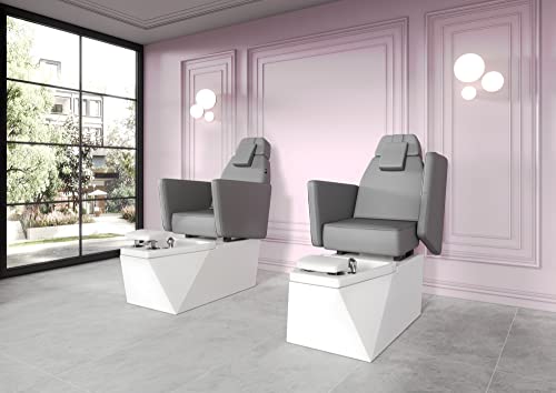 Sillón de Podología Spa Profesional FASCINO con bañera y función de cromoterapia. Asiento y respaldo regulables, apoyabrazos abatible. Gris