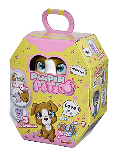 Simba - Pamper Petz Perrito- Mascota con Función de Huella Mágica, Beber y Hacer Pipí, para Niños a Partir de 3 Años