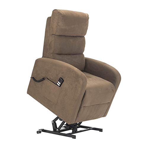 SIME - Relaje la Silla eléctrica con 1 Motor y el Sistema Levanta Personas Robin-1 M-CS-MIBRO Brown Microfibra Personalizada Accesorios médicos CE