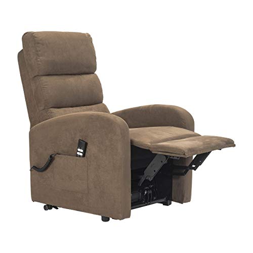 SIME - Relaje la Silla eléctrica con 1 Motor y el Sistema Levanta Personas Robin-1 M-CS-MIBRO Brown Microfibra Personalizada Accesorios médicos CE