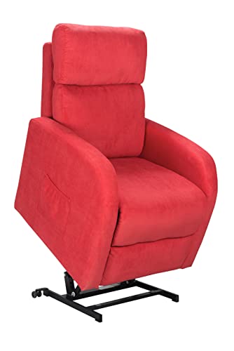 SIME - sillón reclinable eléctrico con 2 Motores Independientes Volver y el reposapiés Regulable a voluntad 100% extraíble Mancha la Tela Belle-2M-CS-TSRED Rojo removedor de Accesorios Personalizados