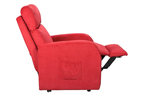 SIME - sillón reclinable eléctrico con 2 Motores Independientes Volver y el reposapiés Regulable a voluntad 100% extraíble Mancha la Tela Belle-2M-CS-TSRED Rojo removedor de Accesorios Personalizados