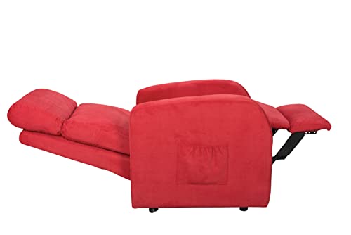 SIME - sillón reclinable eléctrico con 2 Motores Independientes Volver y el reposapiés Regulable a voluntad 100% extraíble Mancha la Tela Belle-2M-CS-TSRED Rojo removedor de Accesorios Personalizados