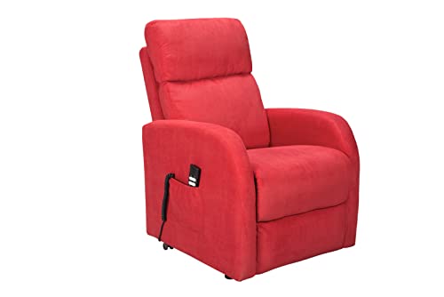 SIME - sillón reclinable eléctrico con 2 Motores Independientes Volver y el reposapiés Regulable a voluntad 100% extraíble Mancha la Tela Belle-2M-CS-TSRED Rojo removedor de Accesorios Personalizados