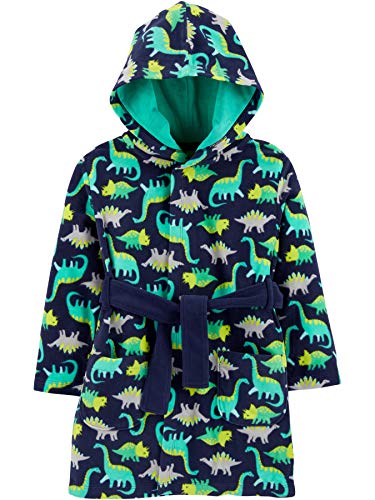 Simple Joys by Carter's Hooded Sleeper Robe Bata para bebé y niño pequeño, Verde/Azul Marino, Dinosaurio, 2-3 años