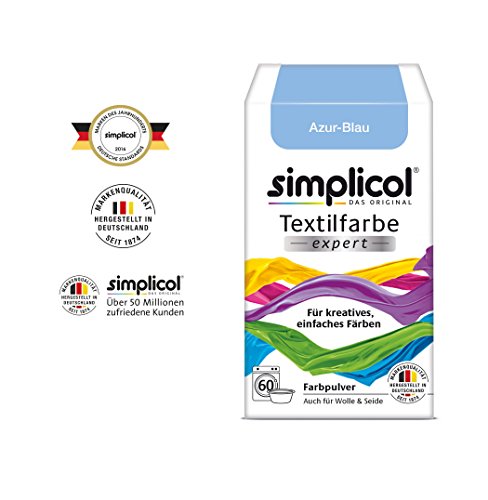 simplicol Expert Fabric Dye Tinte de Coloración para Textiles: Lavado a Mano o Lavadora - Tiñe y Restaura Sus Telas y Ropa - Azul