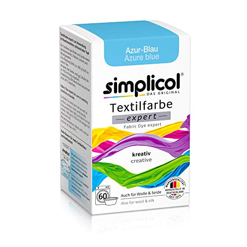 simplicol Expert Fabric Dye Tinte de Coloración para Textiles: Lavado a Mano o Lavadora - Tiñe y Restaura Sus Telas y Ropa - Azul