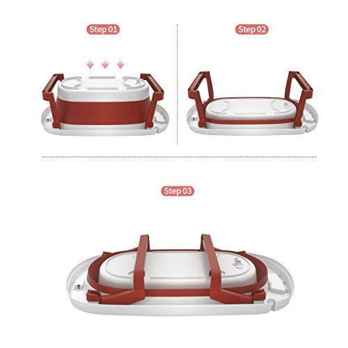 Sinbide Bañera Plegable para Bebé Recién Nacido con Soporte del Asiento Bañera de Niños con Temperatura Inteligente Cojín Cómodo Portátil Lavabo para Bebes Alfombrilla Antideslizante (Rojo)